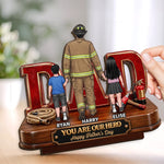 Custom 2-Layered Wooden Plaque - Personalized Father's Day Birthday Gifts For Dad, Grandpa, Firefighter - Courage Runs In The Family