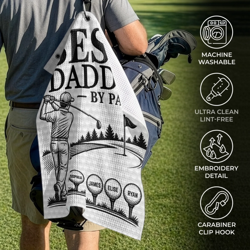 Custom Golf Towel - Personalized Father's Day Birthday Golf Gifts For Dad, Grandpa - The Real Golf Champ