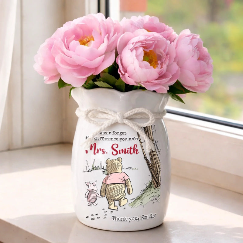 Custom Flower Vase With Ribbon - Personalized Graduation Gifts For Teachers - Never Forget Your Impact