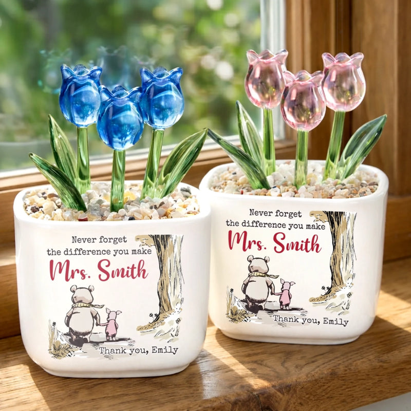 Custom Glass Everlasting Tulips - Personalized Graduation Gifts For Teachers - Sweet Blooms, Big Thanks
