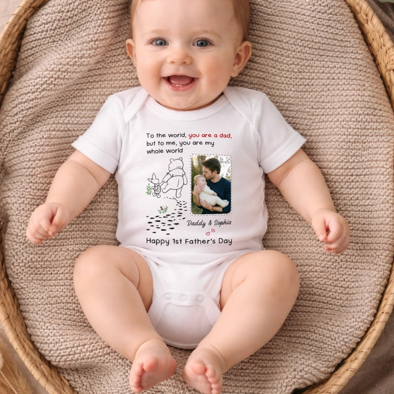 Custom Photo Baby Onesie - Personalized Baby Shower, Gender Reveal Gifts For New Dads, New Grandpas - Together We Make a Family