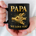 Custom Black Mug - Personalized Birthday Gifts For Dad, Grandpa - The Strength Behind The Family