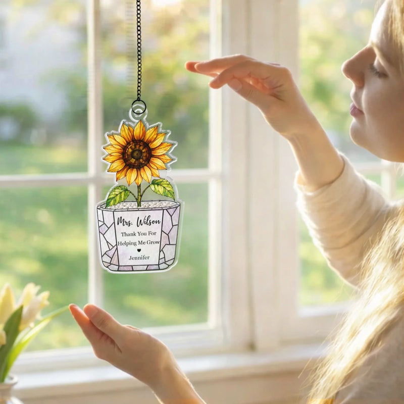 Custom Window Hanging Suncatcher Ornament - Personalized Birthday Gifts For Teachers - Growing With Gratitude