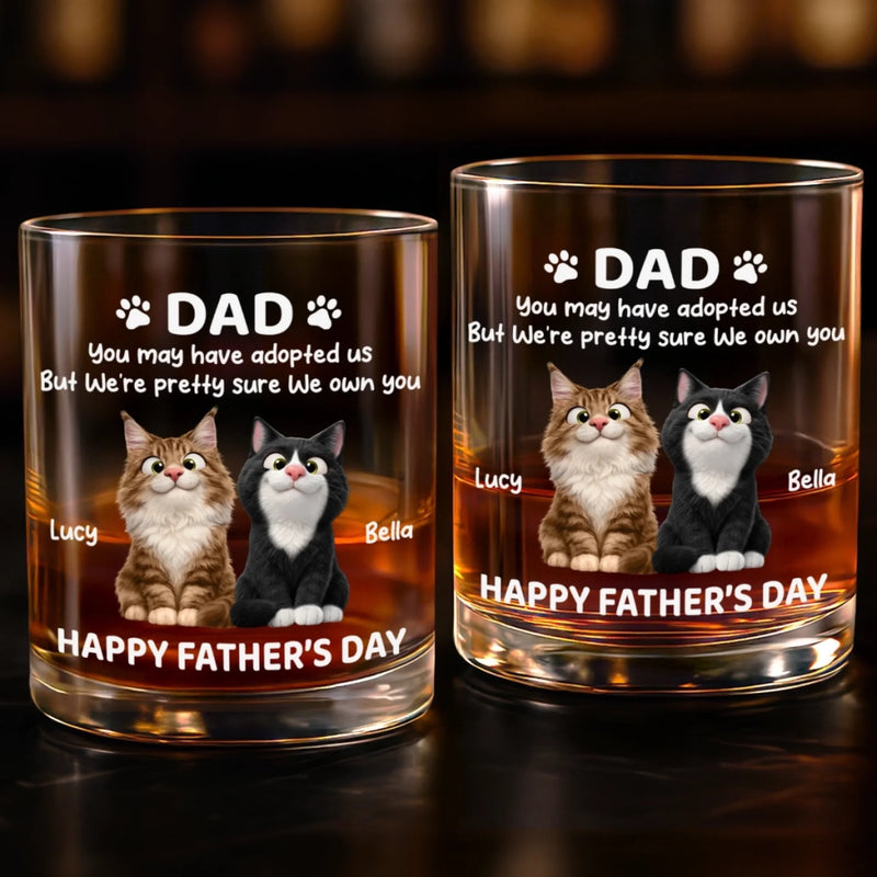 Custom Whiskey Glass - Personalized Father's Day Birthday Gifts For Dog Cat Lovers, Dog Dad And Mom, Cat Owners - Cheers To Fur Family