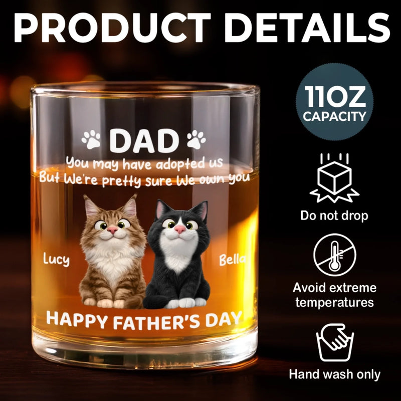 Custom Whiskey Glass - Personalized Father's Day Birthday Gifts For Dog Cat Lovers, Dog Dad And Mom, Cat Owners - Cheers To Fur Family