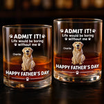 Custom Whiskey Glass - Personalized Father's Day Birthday Gifts For Dog Cat Lovers, Dog Dad And Mom, Cat Owners - Dog Dad Mode