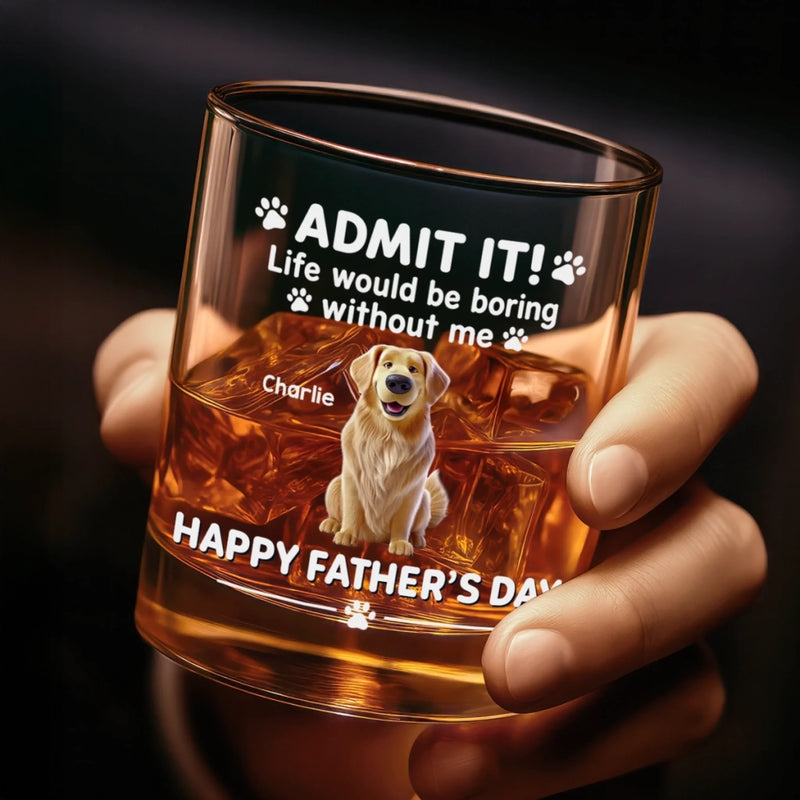 Custom Whiskey Glass - Personalized Father's Day Birthday Gifts For Dog Cat Lovers, Dog Dad And Mom, Cat Owners - Dog Dad Mode