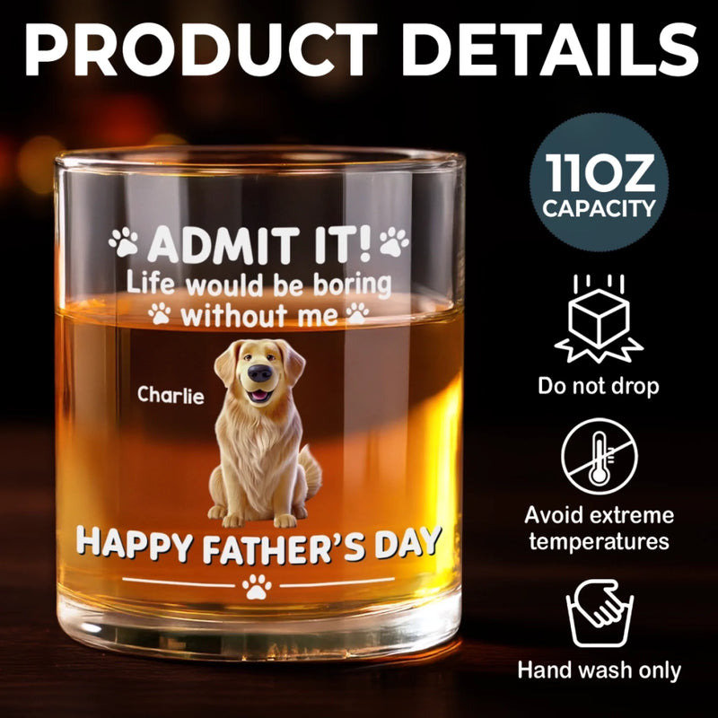 Custom Whiskey Glass - Personalized Father's Day Birthday Gifts For Gifts For Dog Cat Lovers, Dog Dad And Mom, Cat Owners - Dog Dad Mode