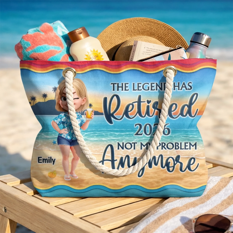 Custom Beach Bag - Personalized Summer Vacation And Travel, Retirement Gifts For Best Friends, Family, Coworker, Work Bestie - Living The Legend Life