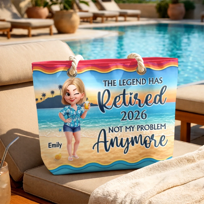 Custom Beach Bag - Personalized Summer Vacation And Travel, Retirement Gifts For Best Friends, Family, Coworker, Work Bestie - Living The Legend Life