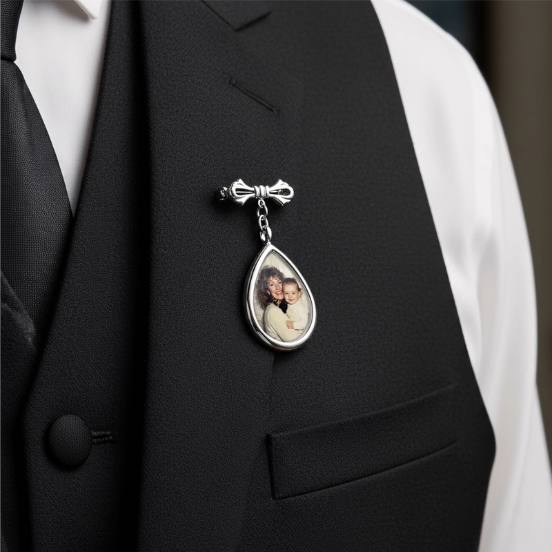 Custom Photo Teardrop Pin - Personalized Memorial Sympathy Graduation Gifts For Him, Her - Always Close, Always Loved
