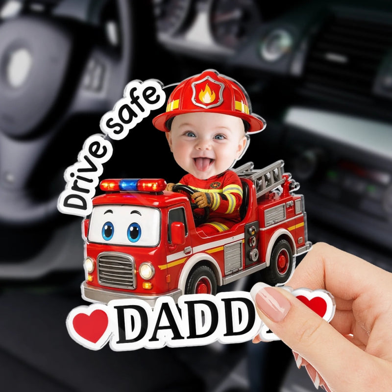 Custom Photo Acrylic Car Visor Clip - Personalized Father's Day Gifts For Dad, Grandpa - Love Rides With You Always