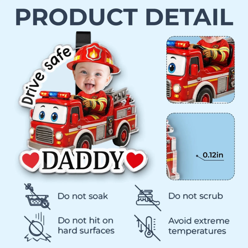 Custom Photo Acrylic Car Visor Clip - Personalized Father's Day Gifts For Dad, Grandpa - Love Rides With You Always