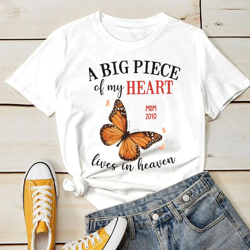 A Big Piece Of My Heart Lives In Heaven - Personalized Custom Unisex T-shirt