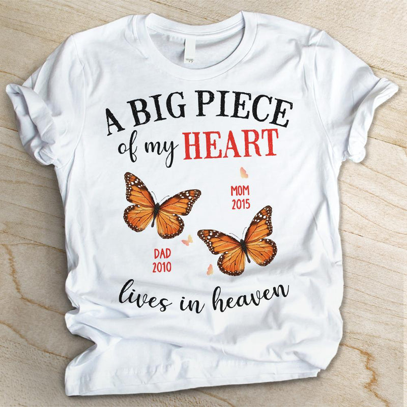 A Big Piece Of My Heart Lives In Heaven - Personalized Custom Unisex T-shirt