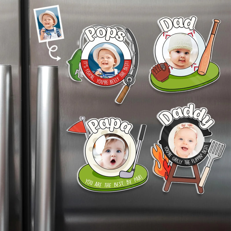 Custom Photo Acrylic Fridge Magnet - Personalized Father's Day Birthday Gifts For Dad, Grandpa - Doing What I Love Most