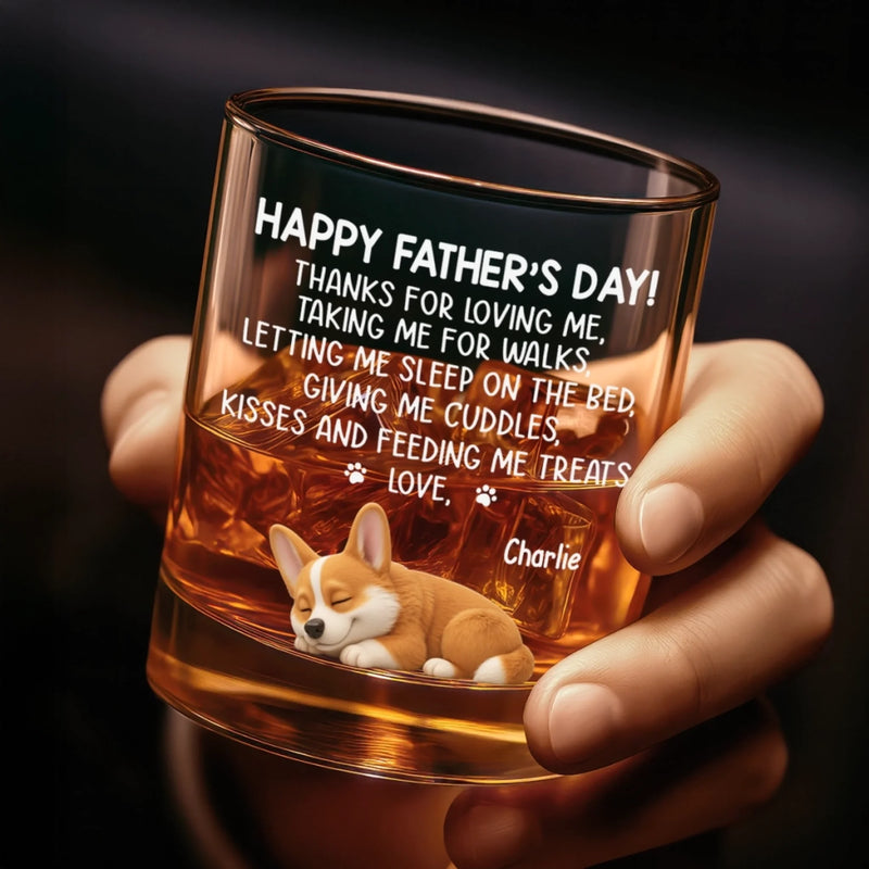 Custom Whiskey Glass - Personalized Father's Day Birthday Gifts For Dog Lovers, Dog Dad And Mom - Long Night Sleep