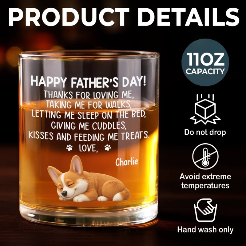 Custom Whiskey Glass - Personalized Father's Day Birthday Gifts For Dog Lovers, Dog Dad And Mom - Long Night Sleep