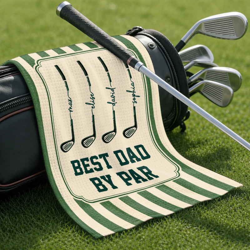 Custom Golf Towel - Personalized Father's Day Birthday Golf Gifts For Dad, Grandpa - Golf More Worry Less