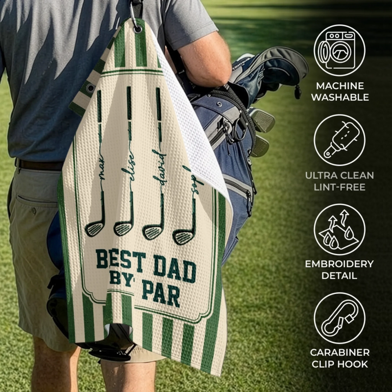 Custom Golf Towel - Personalized Father's Day Birthday Golf Gifts For Dad, Grandpa - Golf More Worry Less