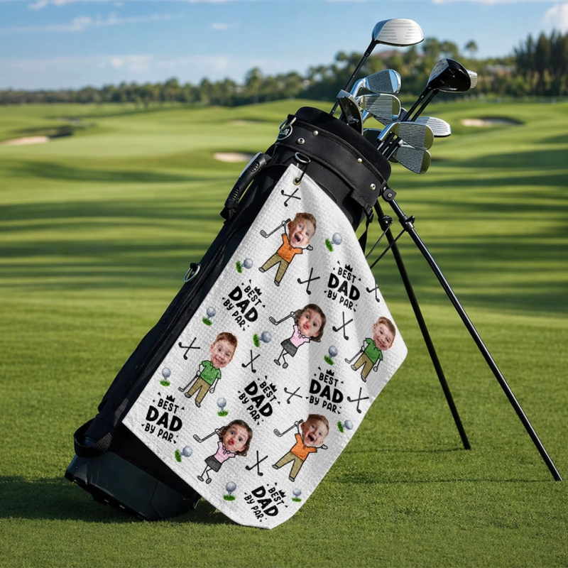 Custom Photo Golf Towel - Personalized Father's Day Birthday Golf Gifts For Dad, Grandpa - Just One More Hole