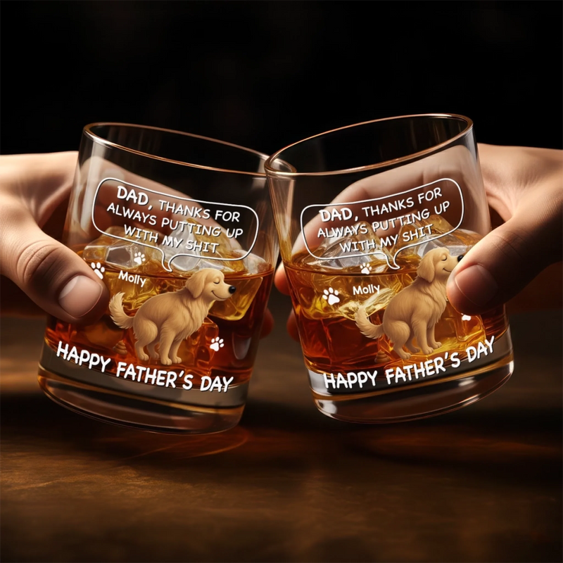 Custom Whiskey Glass - Personalized Father's Day Gifts For Dog Cat Lovers, Dog Dad And Mom, Cat Owners - Fatherhood On The Rocks