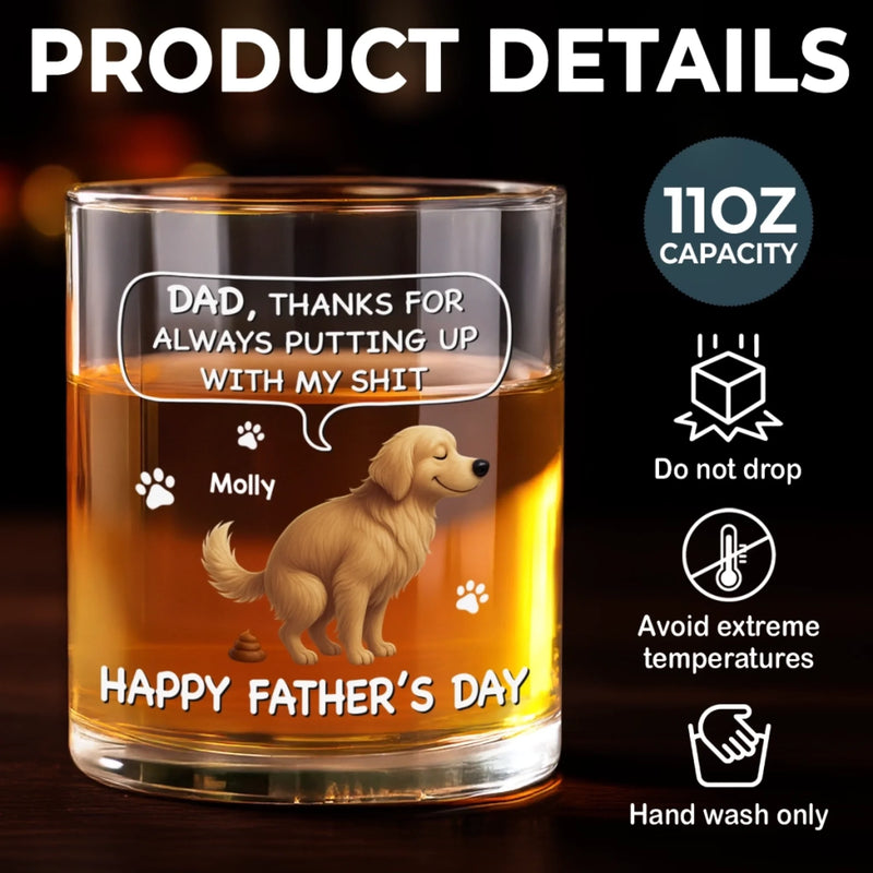 Custom Whiskey Glass - Personalized Father's Day Gifts For Dog Cat Lovers, Dog Dad And Mom, Cat Owners - Fatherhood On The Rocks