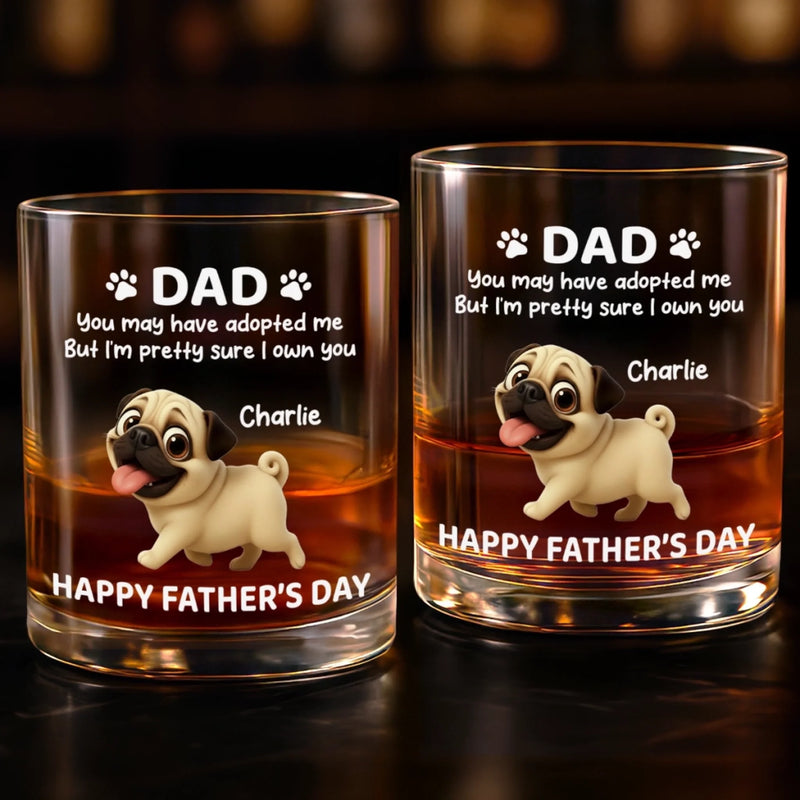 Custom Whiskey Glass - Personalized Father's Day Gifts For Dog Cat Lovers, Dog Dad And Mom, Cat Owners - Dad’s Little Boss