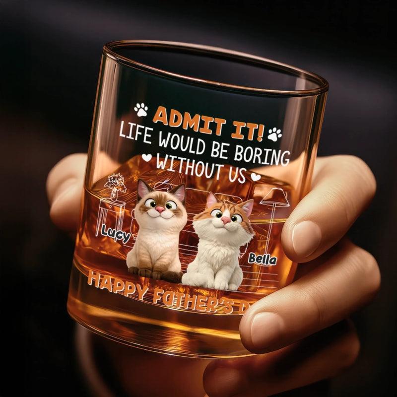 Custom Whiskey Glass - Personalized Father's Day Gifts For Dog Cat Lovers, Dog Dad And Mom, Cat Owners - Feline Fun Squad