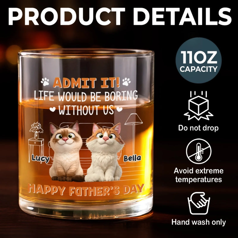 Custom Whiskey Glass - Personalized Father's Day Gifts For Dog Cat Lovers, Dog Dad And Mom, Cat Owners - Feline Fun Squad