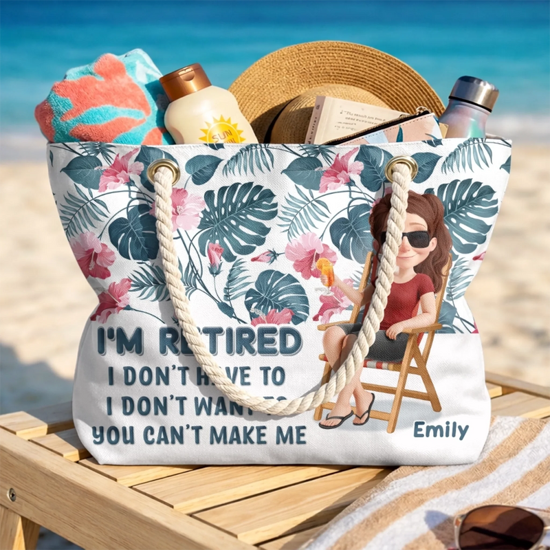 Custom Beach Bag - Personalized Summer Vacation And Travel, Retirement Gifts For Best Friends, Family, Coworker, Work Bestie - Sunshine, Freedom, Repeat