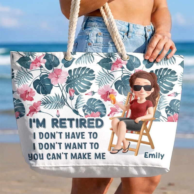 Custom Beach Bag - Personalized Summer Vacation And Travel, Retirement Gifts For Best Friends, Family, Coworker, Work Bestie - Sunshine, Freedom, Repeat