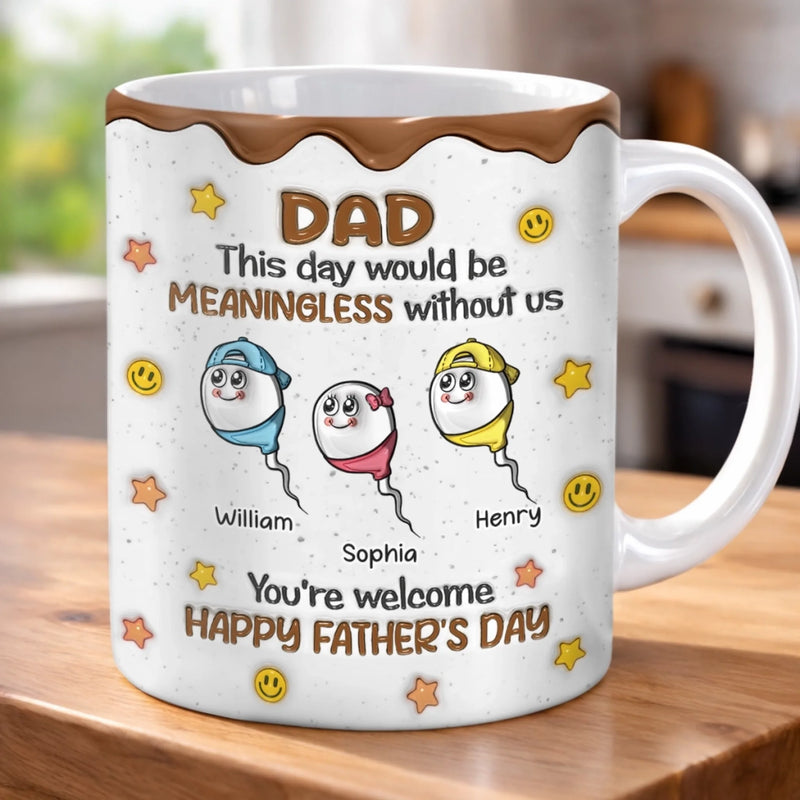 Custom 3D Inflated Effect Printed Mug - Personalized Father's Day Birthday Gifts For Dad, Grandpa - Delight In Every Sip