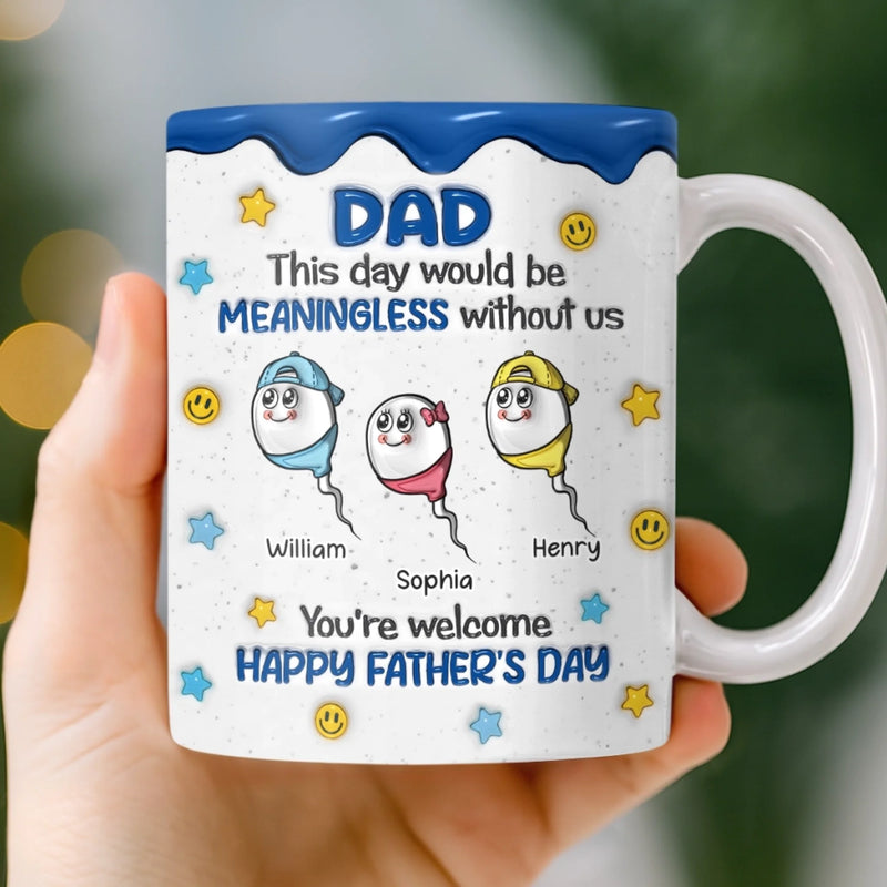 Custom 3D Inflated Effect Printed Mug - Personalized Father's Day Birthday Gifts For Dad, Grandpa - Sips Of Love