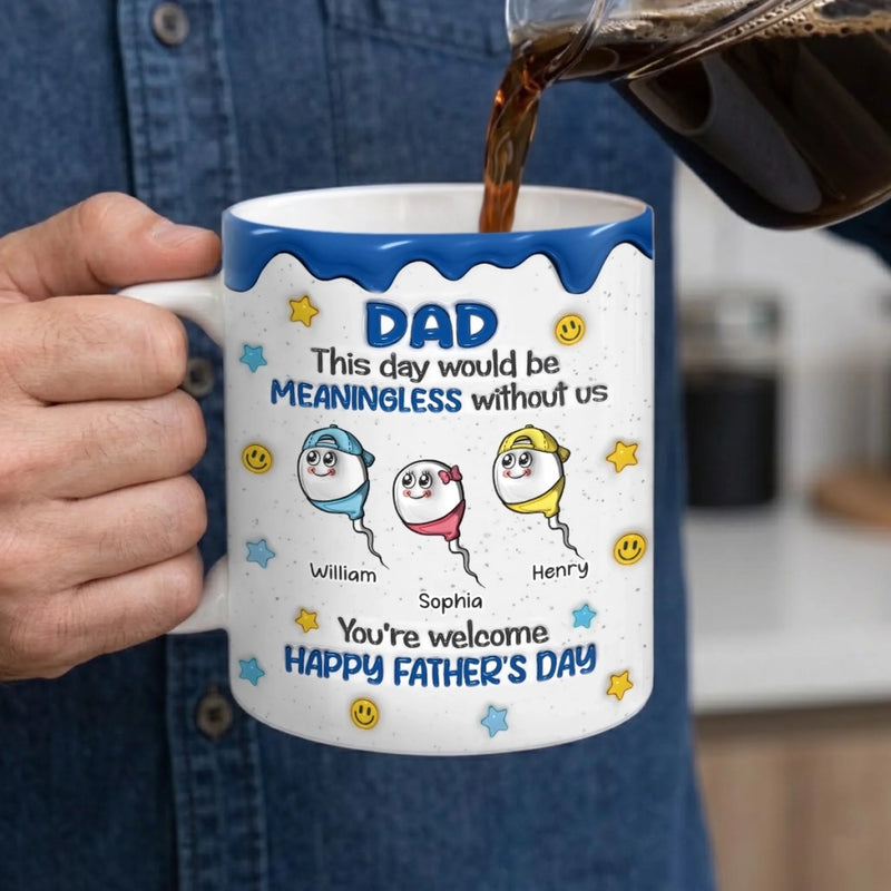 Custom 3D Inflated Effect Printed Mug - Personalized Father's Day Birthday Gifts For Dad, Grandpa - Sips Of Love