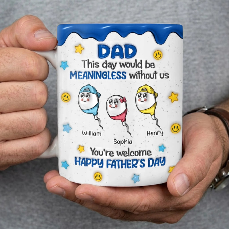 Custom 3D Inflated Effect Printed Mug - Personalized Father's Day Birthday Gifts For Dad, Grandpa - Sips Of Love