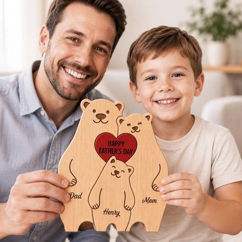 Custom Shaped Wooden Art Puzzle - Personalized Father's Day Birthday Gifts For Dad, Grandpa - Together Is Our Favorite Place