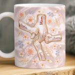 Custom 3D Inflated Effect Printed Mug - Personalized Birthday Gifts For Mom, Grandma - Floral Family Keepsake
