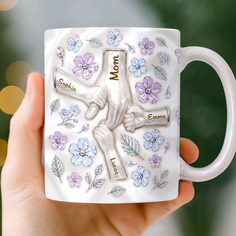 Custom 3D Inflated Effect Printed Mug - Personalized Birthday Gifts For Mom, Grandma - Tiny Hands, Big Heart