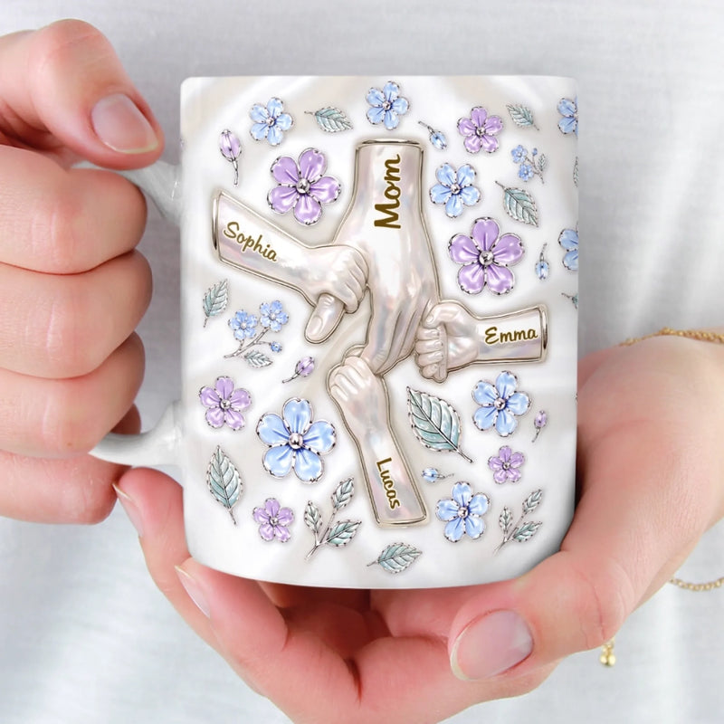 Custom 3D Inflated Effect Printed Mug - Personalized Birthday Gifts For Mom, Grandma - Tiny Hands, Big Heart