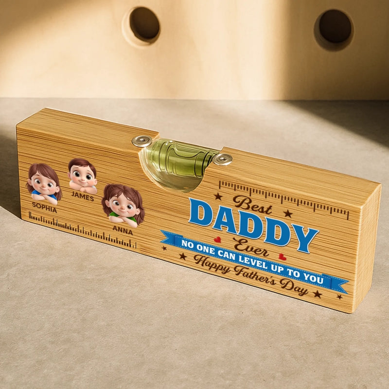 Custom Wooden Bottle Opener With Built-in Spirit Level - Personalized Father's Day Birthday Gifts For Dad, Grandpa - Forever Grateful For Dad