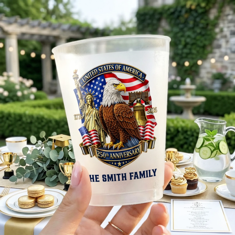 Custom Party Cups - Personalized America 250th Anniversary Gifts For Mom, Dad, Brother, Sister, Kids - Proud American Roots