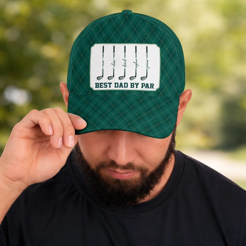 Custom Hat, All Over Print Classic Cap - Personalized Birthday Golf Gifts For Dad, Grandpa - Golf Is My Happy Hour