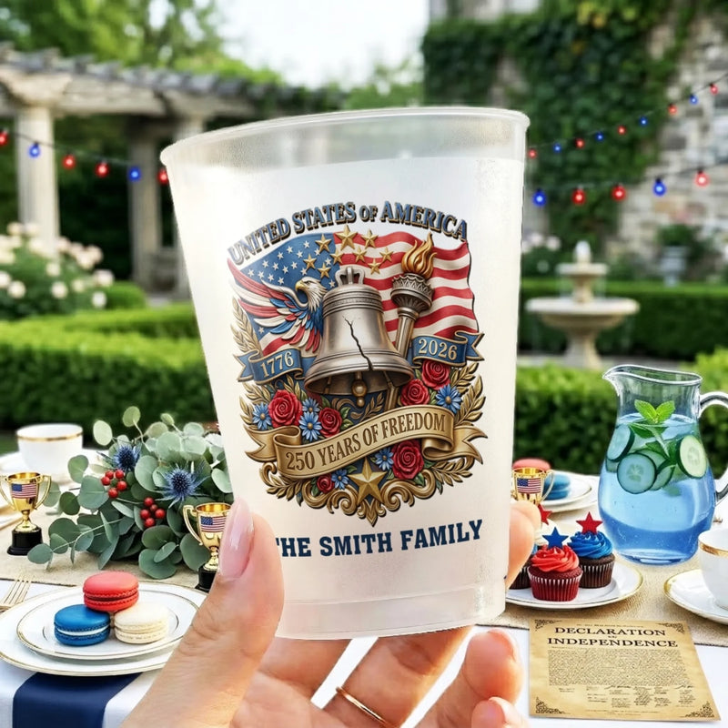 Custom Party Cups - Personalized America 250th Anniversary Gifts For Mom, Dad, Brother, Sister, Kids - Cheers To 250 Years America