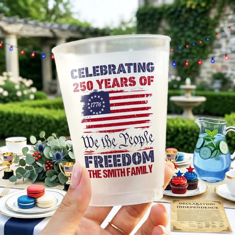 Custom Party Cups - Personalized America 250th Anniversary Gifts For Mom, Dad, Brother, Sister, Kids - Together We Celebrate