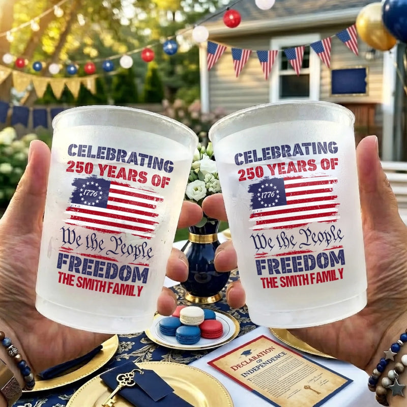 Custom Party Cups - Personalized America 250th Anniversary Gifts For Mom, Dad, Brother, Sister, Kids - Together We Celebrate