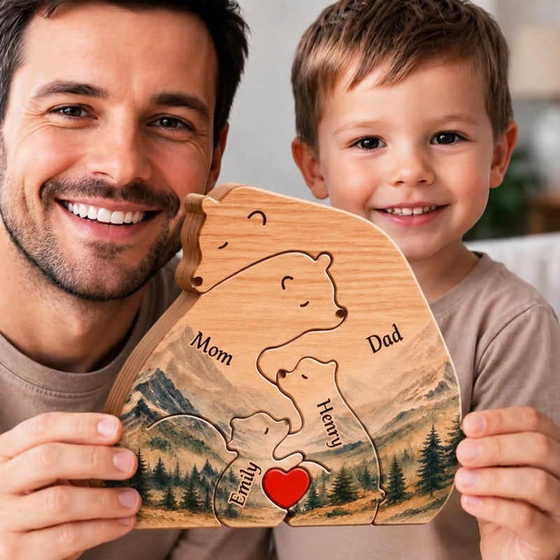 Custom Shaped Wooden Art Puzzle - Personalized Father's Day Birthday Gifts For Dad, Grandpa - Family Is Our Greatest Adventure