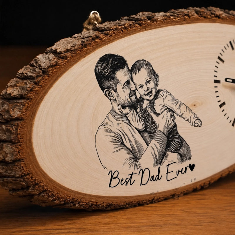 Custom Photo Wooden Clock - Personalized Father's Day Birthday Gifts For Dad, Grandpa - Dad Makes The World Brighter