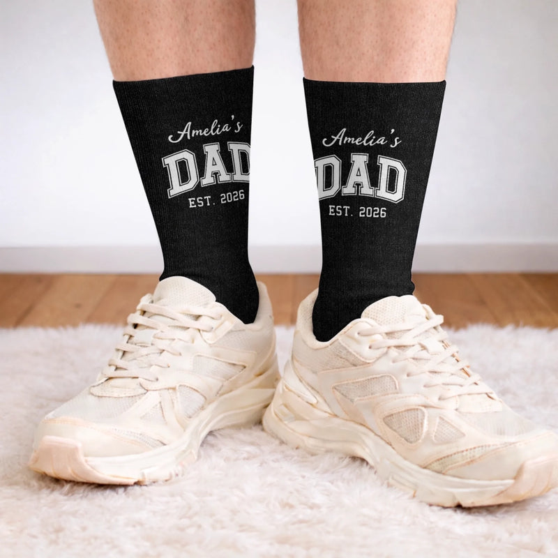 Custom Crew Socks - Personalized Father's Day Gifts For New Dads, New Grandpas - Promoted To Dad