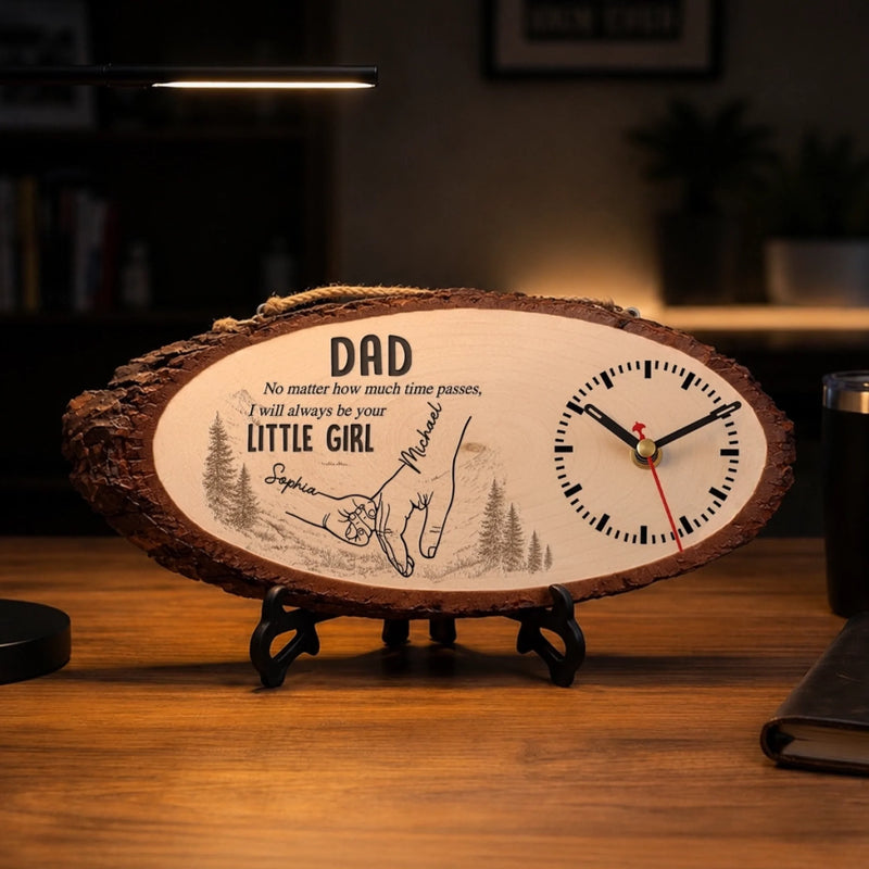 Custom Wooden Clock - Personalized Father's Day Birthday Gifts For Dad, Grandpa - Forever Lucky To Have Dad